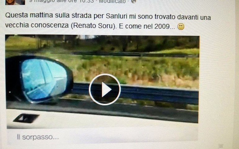 Cappellacci supera in macchina Soru sulla 131 e pubblica il video su Facebook (VIDEO)