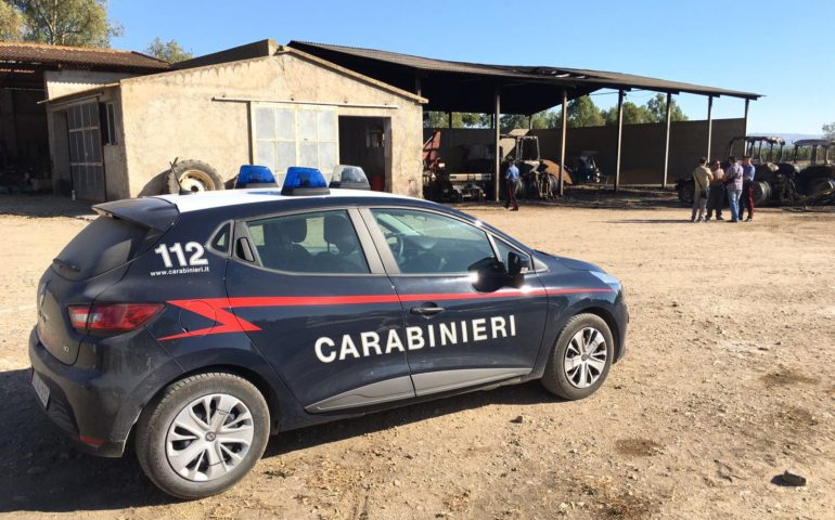 L'auto dei carabinieri davanti all'azienda agricola