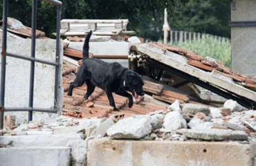 Asia impegnata in un allenamento tra le macerie