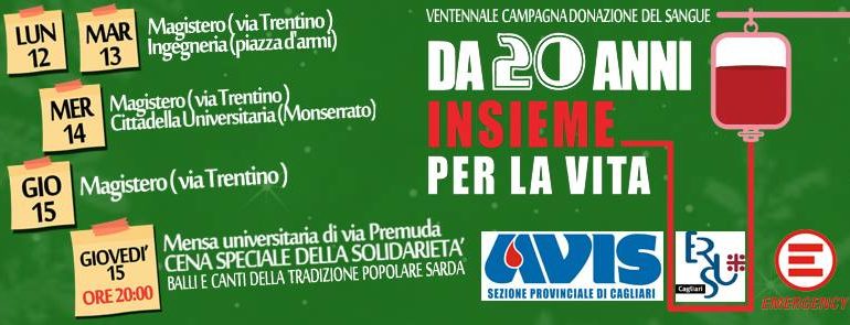 A Natale regala la vita: l’Ersu e l’Avis di Cagliari insieme per la campagna natalizia della donazione del sangue