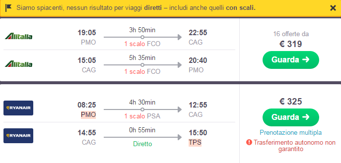 Palermo Cagliari, andata il 24 e ritorno il 26 dicembre