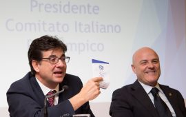 Il presidente del CIP nazionale Luca Pancalli con Paolo Poddighe