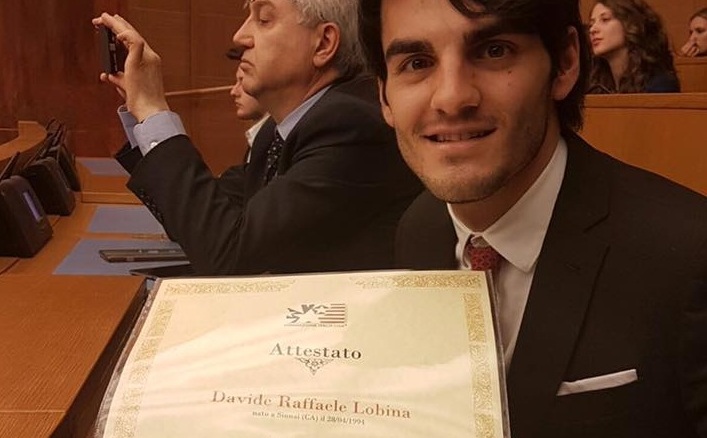 Davide Lobina, studente di Sinnai, premiato alla Camera dei Deputati dalla Fondazione Italia-Usa