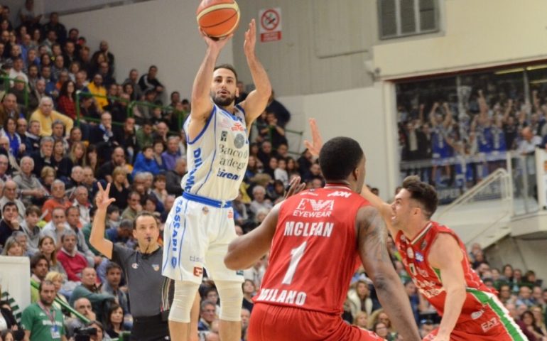 L’Armani Milano si aggiudica il big match con Sassari: la Dinamo perde 82-75 al Palaserradimigni ma dimostra di potersela giocare ad armi pari