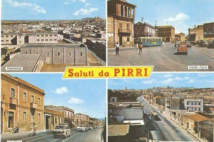 I saluti da Pirri ad amici e parenti in una vecchia cartolina postale degli anni Sessanta