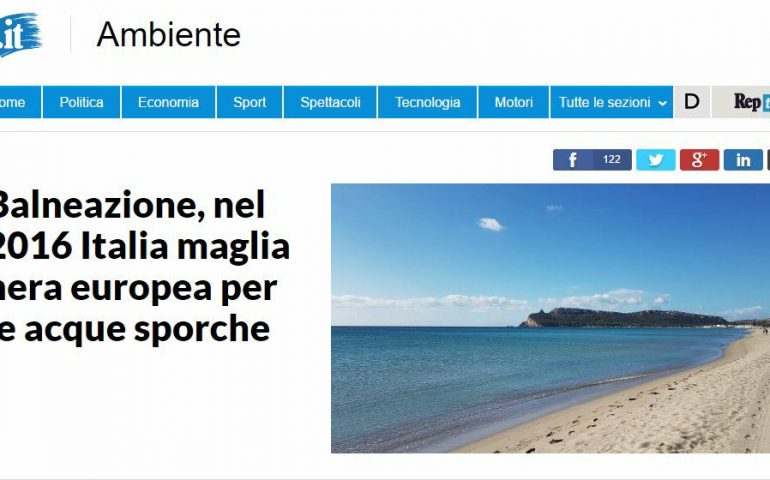 Acque sporche, La Repubblica “distratta” mette una foto del Poetto. E il Comune di Cagliari crea un hashtag su Twitter