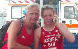 Jolanda Annen col suo coach (foto di Sandro Pigliacampo)