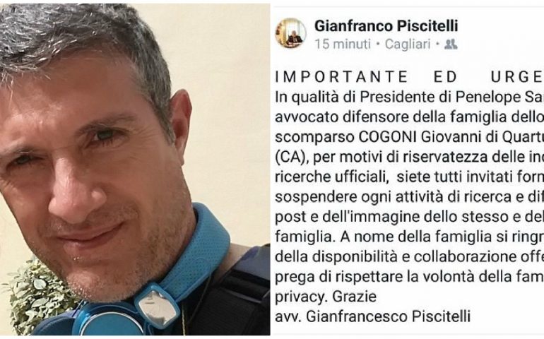 Uomo scomparso: i familiari, con un post online, chiedono il silenzio