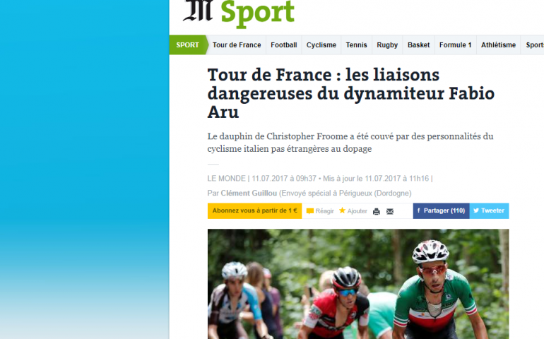 Brutto articolo (e senza prove) del giornale francese Le Monde su Fabio Aru. In un pezzo il campione di Villacidro è stato accostato al doping