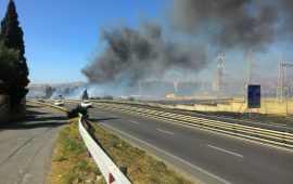 Incendio 131 traffico in tilt