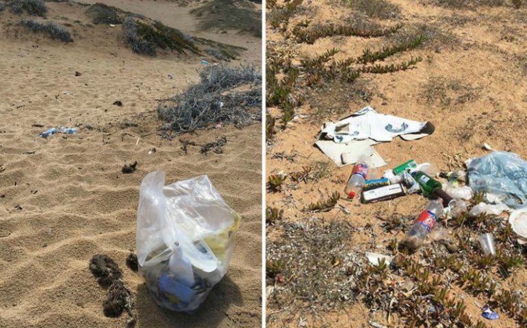 Pistis, comune di Arbus, una scena vergognosa che si ripete: rifiuti ovunque, nelle dune e in spiaggia