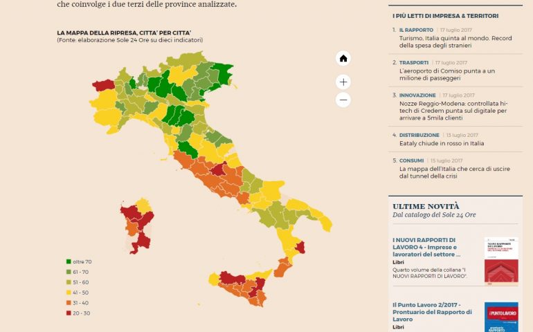 la mappa della ripresa città per città realizzata da Il Sole 24 ore