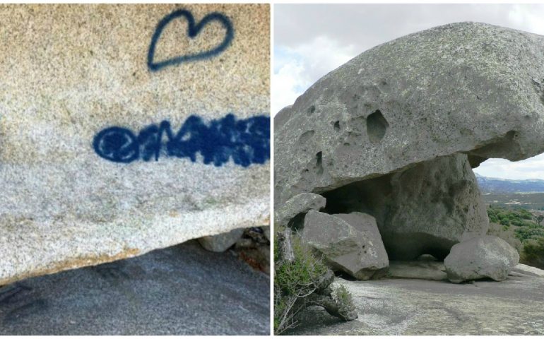 Il Fungo monumentale di Arzachena di nuovo deturpato con lo spray da ignoti vandali