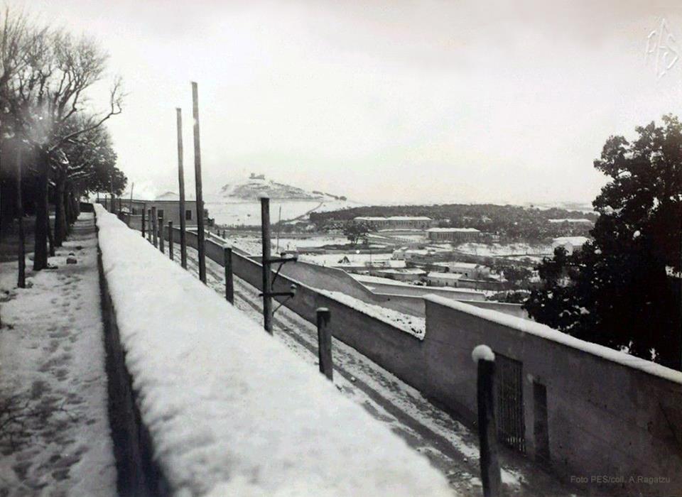 La neve su Cagliari nel dicembre 1923 scattata dai Guardini Pubblici (Foto Pes pubblicata sul gruppo FB Cagliari un viaggio nella memoria da Alessandro Ragatzu)