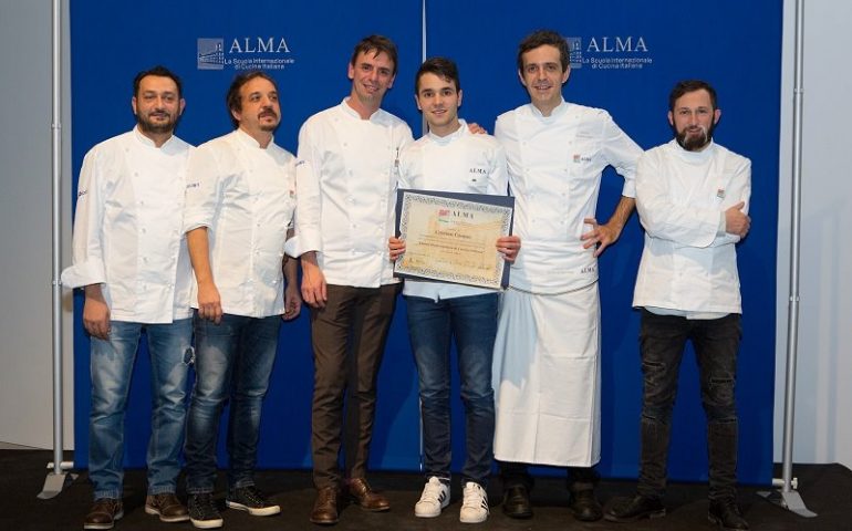 Cristian Cannas di Osini appena diplomato alla scuola di cucina Alma fondata da Gualtiero Marchesi