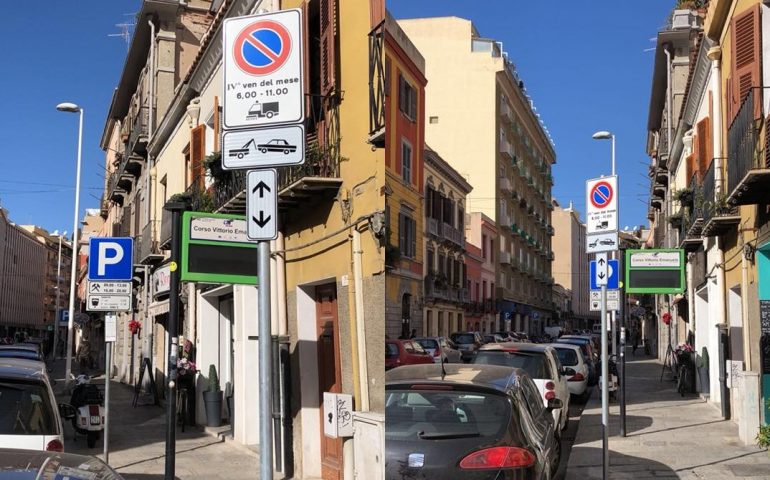 Divieto di sosta nel corso Vittorio Emanuele II - Foto di Federico Ibba