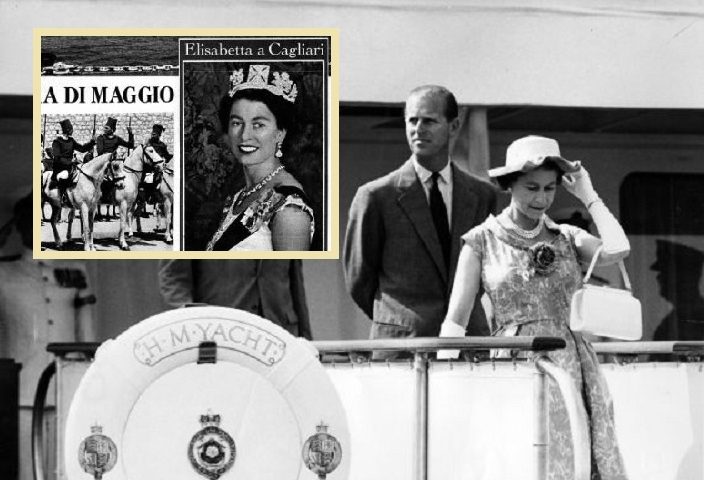 Elisabetta II con il principe Filippo sullo yacht della Royal Navy la nave sulla quale si imbarcarono a Cagliari nel 1961