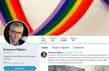 Il profilo Twitter di Francesco Pigliaru