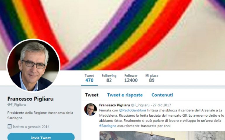 Il profilo Twitter di Francesco Pigliaru