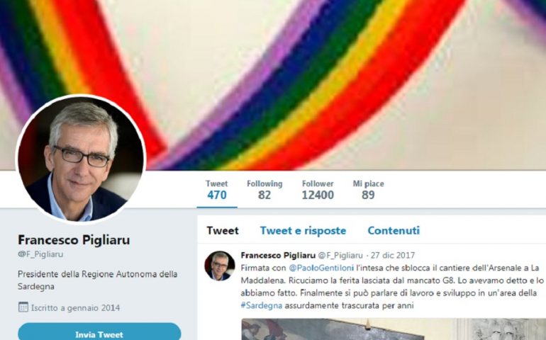 Il profilo Twitter di Francesco Pigliaru