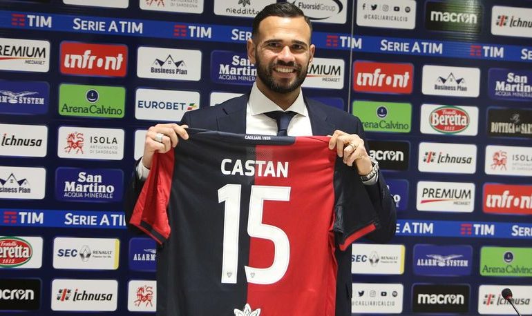 Leandro Castan alla conferenza stampa di presentazione (Foto CAGLIARI CALCIO)