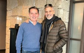 Il sindaco di Olbia Settimo Nizzi con George Clooney 2