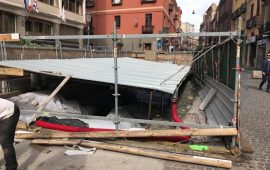 Lavori di copertura mura romane nel corso Vittorio Emanuele II - Foto di Federico Ibba