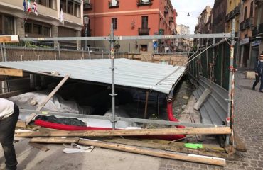 Lavori di copertura mura romane nel corso Vittorio Emanuele II - Foto di Federico Ibba