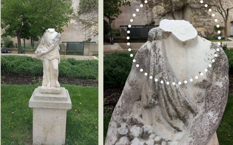 “Rimettiamo le teste a posto”: in mostra per poco tempo le teste vandalizzate ai Giardini Pubblici