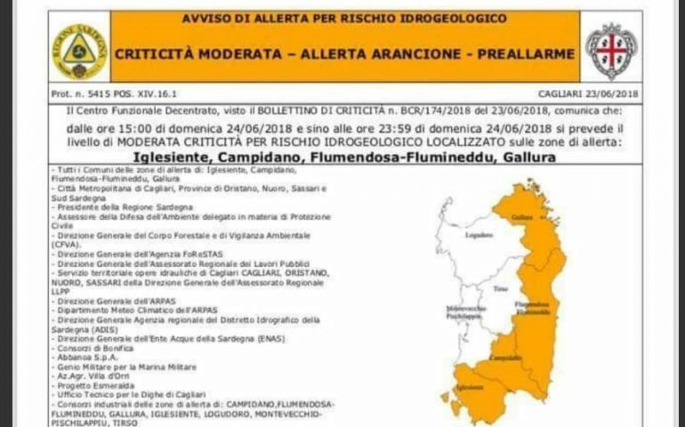 Meteo instabile. Allerta meteo arancione nel sud Sardegna, Ogliastra e Gallura