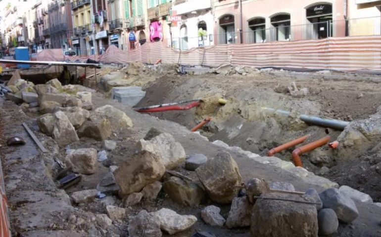 Gli scavi in corso Vittorio Emanuele II in una foto di giugno 2018