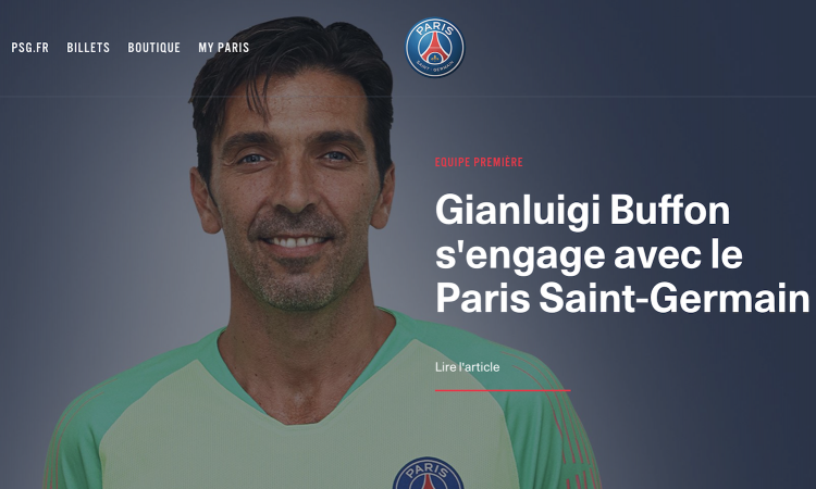Gigi Buffon è ufficiale: è il nuovo portiere del Paris Saint Germain