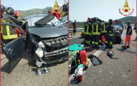 Incidente a Solanas sulla 125 intervento Vigili del fuoco (1)