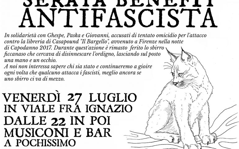 Serata benefit antifascista Cagliari per Ghespe Paska e Giovanni