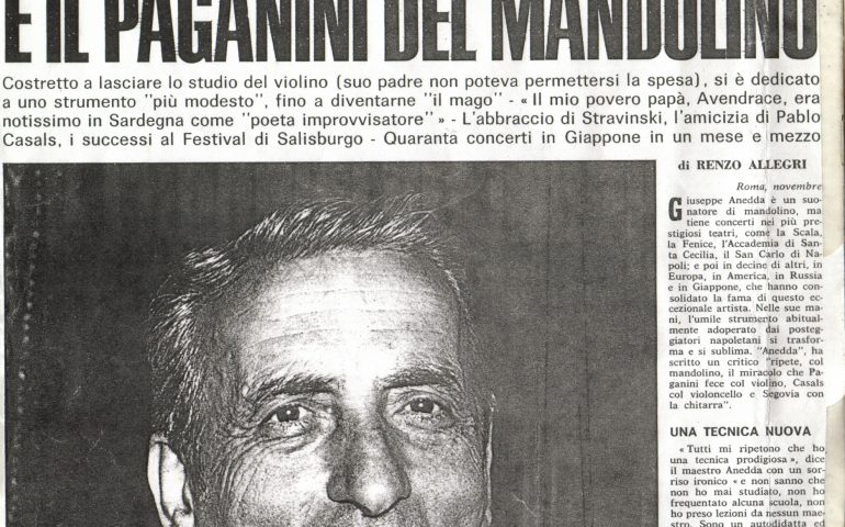 Accadde oggi. 30 luglio 1997: muore il cagliaritano Giuseppe Anedda, il “Paganini del mandolino”