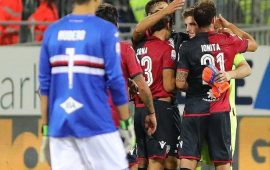 Cagliari - Sampdoria dopo la parata di Cragno