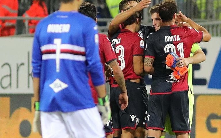 Cagliari - Sampdoria dopo la parata di Cragno
