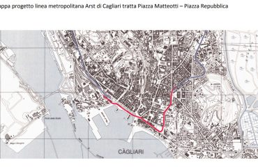 Mappa progetto linea metropolitana Arst di Cagliari tratta Piazza Matteotti – Piazza Repubblica
