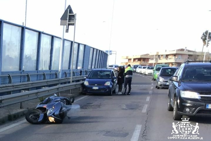 Scontro auto-moto nell’Asse mediano di Cagliari: un ferito