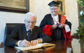 Il presidente della Repubblica Sergio Mattarella e il rettore Maria Del Zompo