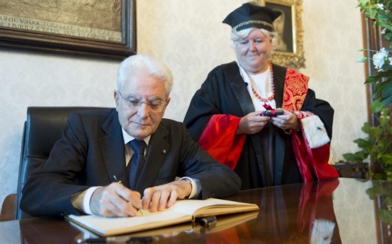 Il presidente della Repubblica Sergio Mattarella e il rettore Maria Del Zompo