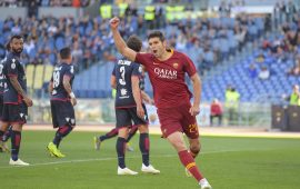 Fazio esulta gol Roma-Cag