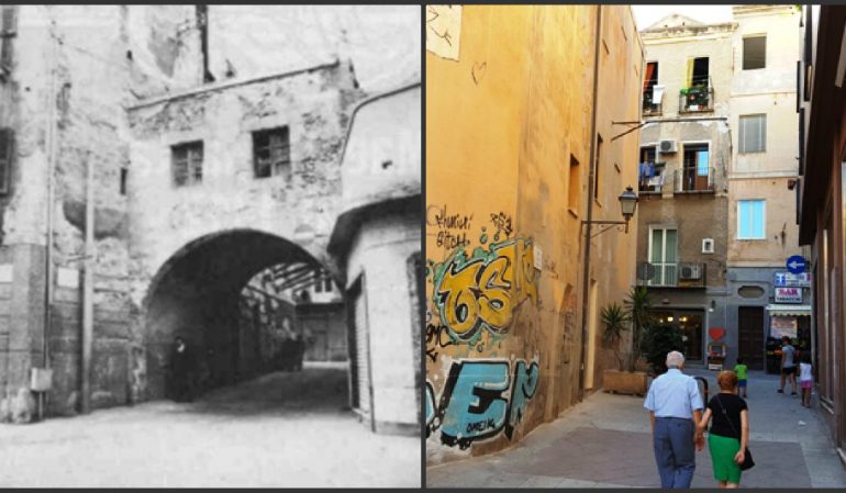 La Cagliari che non c’è più: il Portico Romero, porta medievale di Villanova. Fu abbattuto nel 1963