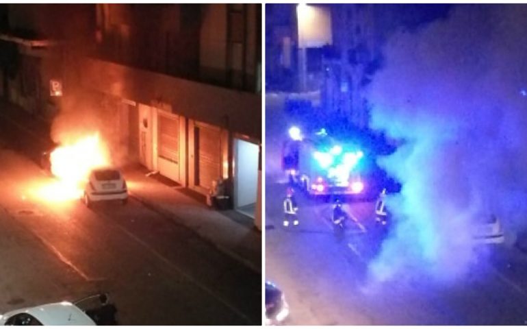 auto incendiata in viale Monastir a Cagliari