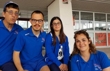 da sx Gaetano, Simone, Chiara e il tecnico Katia Pilia