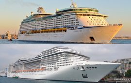La Explorer of the Seas in alto e la Msc Divina in basso