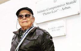 Felicino Piredda nel suo primo giorno di scuola del 2018