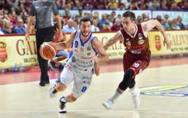 Marco Spissu durante gara 5 contro la Reyer Venezia