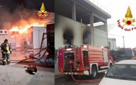 Incendio in un mattatoio a Settimo