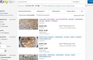 La sabbia della Sardegna in vendita su Ebay
